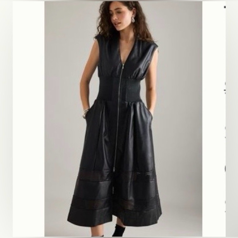 Anthropologie Tommie Faux Leather MIDI Shirt Dress Size Large BNWT